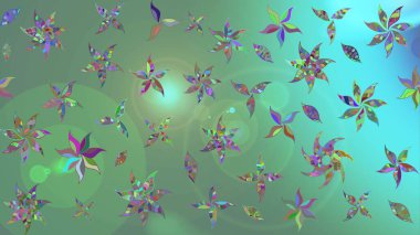 Yeşil renkli çiçekler. Çiçek süslemeli çizim deseni. Raster illüstrasyonu.