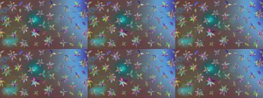 Renkli çizim kalıbı. Kahverengi renkli şirin tekstil. Çiçek duvar kâğıdı. Çiçek arkaplan. Raster illüstrasyonu.