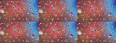 Raster illüstrasyonu. Raster. Eskiz geçmişi. Tomurcukları çiçek olan sevimli bir çiçek deseni. Eski usul. Kumaş, tekstil ve duvar kağıdı baskısı için..