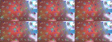 Renkli Yaz Temalı eskiz kalıbı. Kahverengi renkli çiçekler. Sevimli çiçek raster deseni. Düz Çiçek Elementleri Tasarımı.