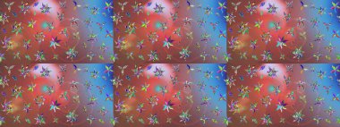 Çizgi çizimi kalıbı. Şirin çiçekler. Raster Moda kumaş deseni.