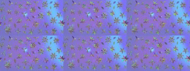 Raster illüstrasyonu. Çiçek buketleriyle klasik bir eskiz şekli. Menekşe renklerinde.