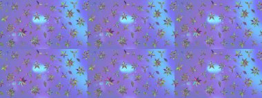 Raster düz çiçek çizim deseni. Mor renkli çiçekler. Tasarım hediye paketi, tebrik kartları, posterler ve afiş tasarımı.