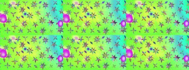 Arkaplan dokusu, duvar kağıdı, yeşil renkli çiçek teması. Kabile sanatı boho baskısı, klasik çiçek arkaplanı. Soyut etnik raster çizim kalıbı.