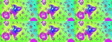 Yeşil renkli çiçekler. Raster illüstrasyonunda çiçek deseni çizimi.