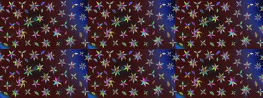 Düz Çiçek Elementleri Tasarımı. Renkli Bahar Teması eskiz kalıbı. Raster..