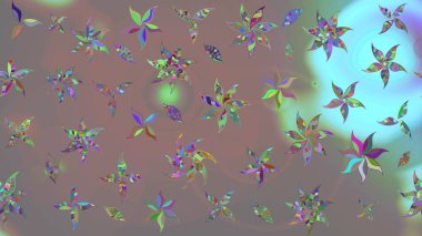 Gri renkli çiçekler. Raster illüstrasyonu. Çiçekli çiçek deseni, suluboya. Düz Çiçek Elementleri Tasarımı. Renkli Bahar Teması çizim şablonu.