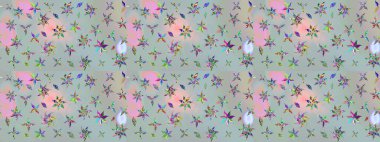 Raster - stok. Gri çiçekli eskiz deseni, suluboya çiçek deseni, sevimli çiçek, duvar kağıdı, kart veya kumaş için fayanslı.