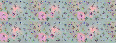 Küçük çiçekli şirin bir desen. Çiçek ve yapraklı çiçek deseni. Raster illüstrasyonu.