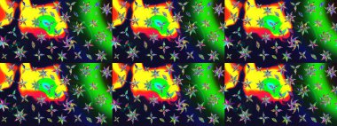 Düz Çiçek Elementleri Tasarım Raster illüstrasyonu. Gri renkli çiçekler. Renkli bahar temalı eskiz kalıbı. Çiçekli çiçek deseni, suluboya..