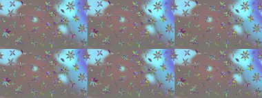 Raster illüstrasyonu. Düz Çiçek Elementleri Tasarımı. Taslak desenli, modaya uygun kumaş deseni. Şirin çiçek elementleri. Renkli Bahar Teması çizim şablonu.