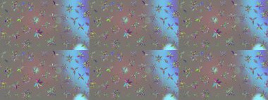 Düz Çiçek Elementleri Tasarımı. Raster illüstrasyonundaki çiçek desenli çizim. Renkli Yaz Temalı eskiz kalıbı. Gri renkli çiçekler.