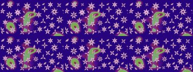 Mavi renkli çiçekler. Renkli Bahar Teması eskiz kalıbı. Sevimli çiçek raster deseni. Düz Çiçek Elementleri Tasarımı.