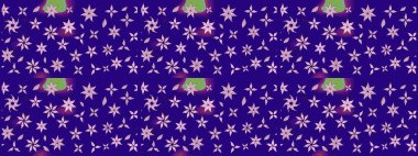 Raster illüstrasyonundaki çiçek desenli çizim. Suluboya tarzında mavi renkte çiçekler.