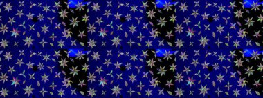 Düz Çiçek Elementleri Tasarımı. Raster illüstrasyonundaki çiçek desenli çizim. Renkli Bahar Teması eskiz kalıbı. Mavi renkte çiçekler.