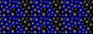 Mavi el çizimi desen. Karalama çiçekleri çizim kalıbı. Sanat çiçeklere ilham verir ve arka planda izler bırakır. Raster deseni.