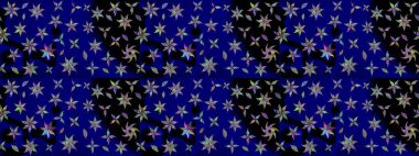 Raster illüstrasyonu. El çizimi çiçekli soyut çizim kalıbı. Mavi renkte çiçekler.