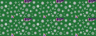 Çiçek desenli eskiz, darbeler, sıçramalar, yaz çiçekleri. Yeşil renkli çiçekler. Raster illüstrasyonu.