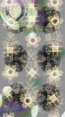 Düşen Noel stili kar taneleri. Kar taneleri, kar yağışı. İllüzyon. Güzel raster grisi, nötr ve bej kar taneleri renkli bir arkaplanda izole edilmiş..