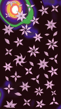 Şirin çiçek elementleri. Robot resim. Raster illüstrasyonu. Kahverengi renkte çiçekler.