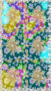 Mavi renklerde ve altın elementlerle kusursuz klasik desen. Noel, kar tanesi, yeni yıl 2019.