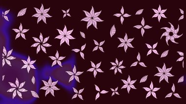 Nazik, sevimli çiçek arkaplanı. Çiçekli karalama şeklinde Raster çiçek deseni. Kahverengi renkte çiçekler.