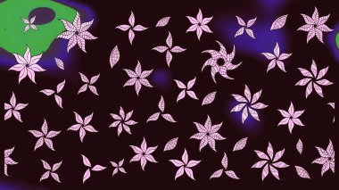 Raster illüstrasyonundaki çiçek desenli çizim. Kahverengi renkte çiçekler.