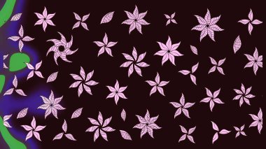 Raster Illustrasyon 'daki Çiçek Deseni' nin son moda çizimi. Güzel kumaş deseni. Düz Çiçek Elementleri Tasarımı. Renkli Yaz Teması çizim şablonu.