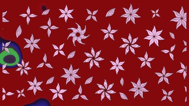 Raster illüstrasyonu. Kırmızı renkte karalamalı çiçek deseni çiz.