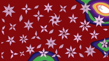 Çiçek desenli eskiz. Kırmızı renkte çiçekler. Tişört baskısı için çiçek boyama rasteriName.