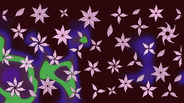 Düz Çiçek Elementleri Tasarımı. Kahverengi renkli çiçekler. Sevimli çiçek raster deseni. Renkli Bahar Teması çizim şablonu.