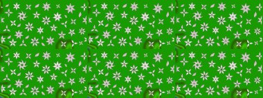 Çiçek buketleriyle klasik bir eskiz şekli. Raster illüstrasyonu. Yeşil renklerde.