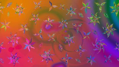 Kahverengi renklere karalama yapan çiçek desenli çizim. Raster illüstrasyonu.