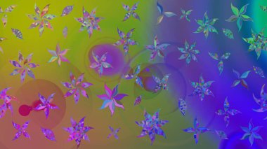 Çiçekli eskiz arkaplanı. Renkli Bahar Teması eskiz kalıbı. Düz Çiçek Elementleri Tasarımı. Çocuk stili.