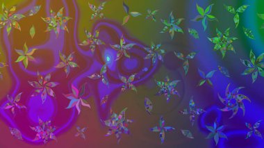 Şirin, zarif çiçekler Raster illüstrasyonu. Tekstil için figür. Yapraklı çizim şekli. Davetiye ve kartpostal tasarımı için dekoratif çiçek unsurları. Poster veya kapak için arkaplan.