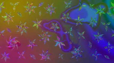 Kahverengi renkli çiçekler. Düz Çiçek Elementleri Tasarımı. Renkli Bahar Teması eskiz kalıbı. Sevimli çiçek raster deseni.