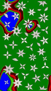 Raster illüstrasyonu. Çiçekli karalama şeklinde Raster çiçek deseni. Yumuşak, yeşil renkte bahar çiçekleri.