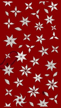 Kırmızı renkte çiçekler. Raster illüstrasyonunda çiçek deseni çizimi.