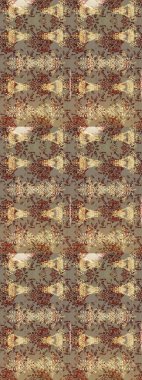 Raster Çiçek İllüstrasyonu 'nun şirin tekstili. Bej, kahverengi ve nötr renklerdeki etnik çiçeklerle zarif bir eskiz deseni..