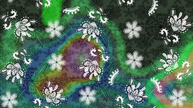 Raster düz çiçek çizim deseni. Yeşil renkli çiçekler. Tasarım hediye paketi, tebrik kartları, posterler ve afiş tasarımı.