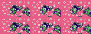 Çizim çiçek deseni duvar kâğıdı olarak kullanılabilir. Pembe renkli çiçekler. Raster illüstrasyonu.