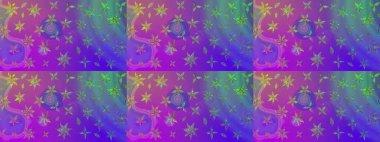 Çiçek desenli çizim. Raster illüstrasyonu. Asya tekstil tarzında. Mor renkli çiçekler. Düz Çiçek Elementleri Tasarımı. Renkli Bahar Teması çizim şablonu.