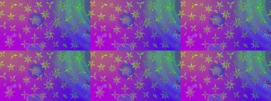 Mor renklerde. Raster illüstrasyonu. Çiçek buketleriyle klasik tarzda eskiz deseni.