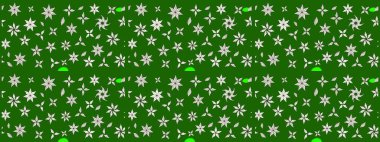 Patlayan çiçekler soyut olarak yerleştirilmiş. Raster deseni. Yumuşak, yeşil renkli bahar çiçekleri. Raster illüstrasyonu.