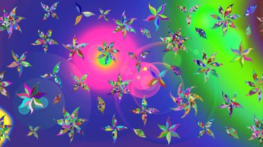 Düz Çiçek Elementleri Tasarımı. Sevimli çiçek raster deseni. Renkli Yaz Temalı eskiz kalıbı. Modaya uygun kumaş deseni.