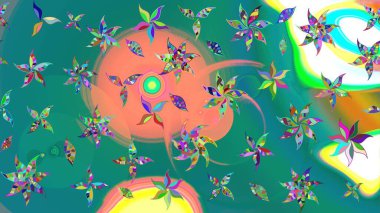 Mavi renklerde. Raster illüstrasyonu. Küçük çiçekteki sevimli çiçek deseni. Raster deseni. Soyut çiçek çizim kalıbı arkaplanı.