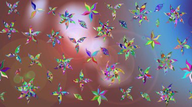 Kahverengi renkte çok kahverengi, zarif küçük çiçekler ve komik böcekler, raster desen, illüstrasyon.