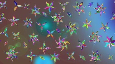 Halk tarzı. Modern çiçek arkaplanı. Parlak renkli çiçekleri ve kahverengi renkli yaprakları olan harika bir çiçek deseni. Moda baskıları için zarif bir şablon.