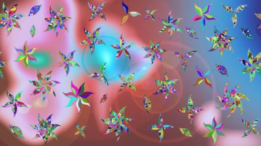 Tarafsız renklerde çiçekler. Çizim çiçek deseni duvar kâğıdı olarak kullanılabilir. Raster illüstrasyonu.