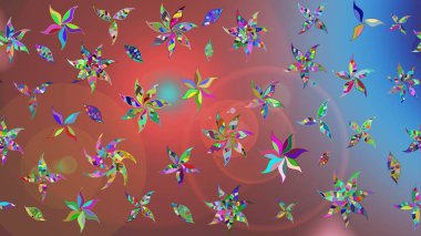 Kahverengi renkli çiçekler. Renkli Bahar Teması eskiz kalıbı. Çiçek desenli eskiz. Düz Çiçek Elementleri Tasarım Raster illüstrasyonu.